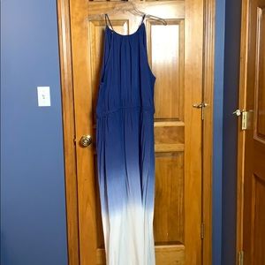 Blue ombré maxi dress with slit